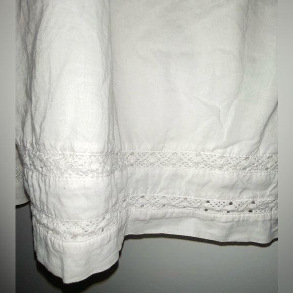 J. Crew Factory V-neck Cotton White Peasant Dress Size M Lined Romantic Cottage - Picture 8 of 16